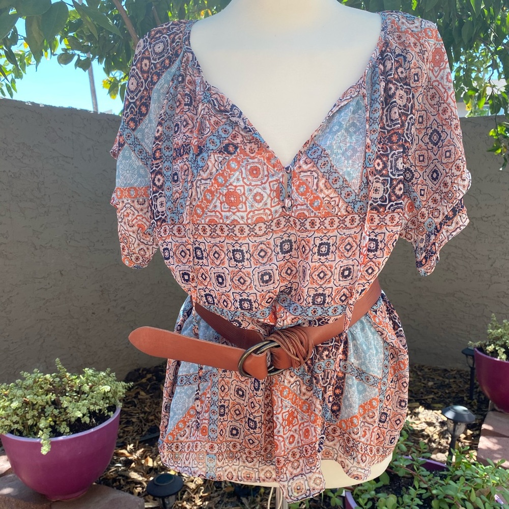 NYDJ top / Anthropologie leather belt